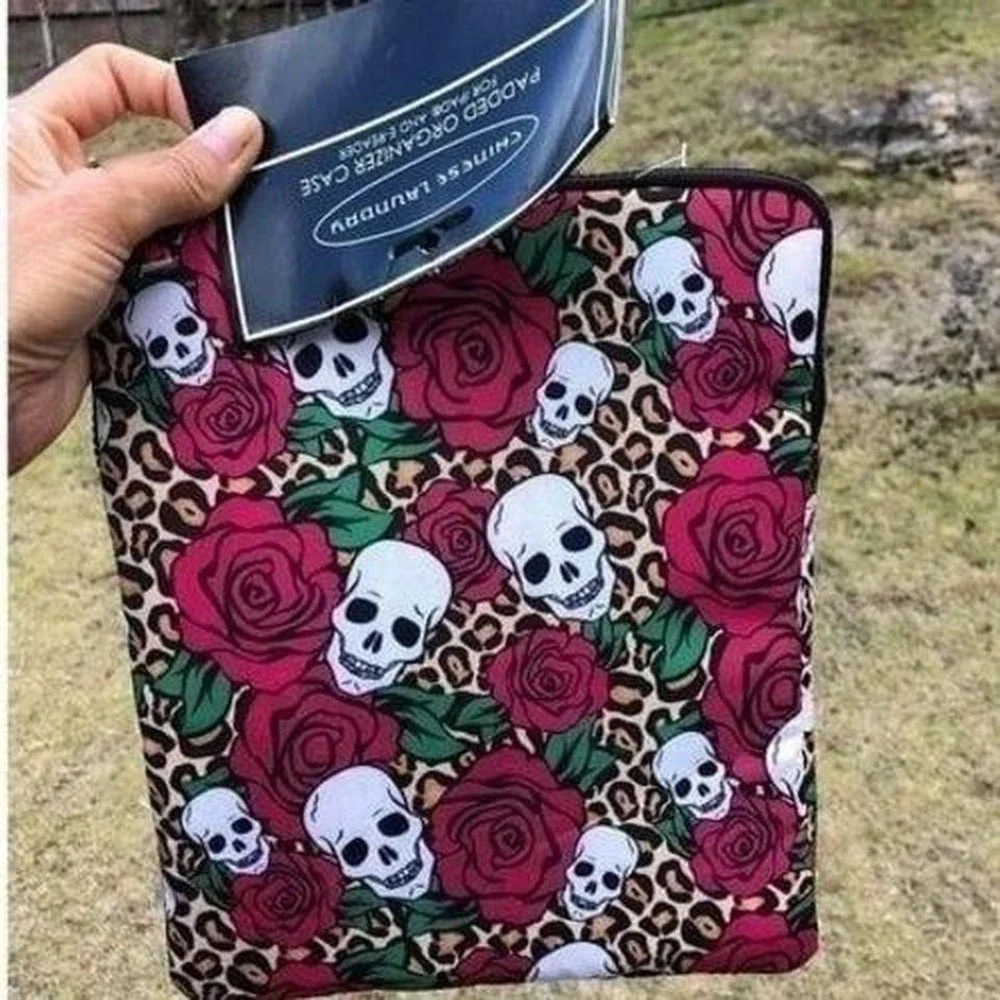 Chinese Laundry Padded iPad Sleeve Case Leopard Rose Skull Rockabilly NWT